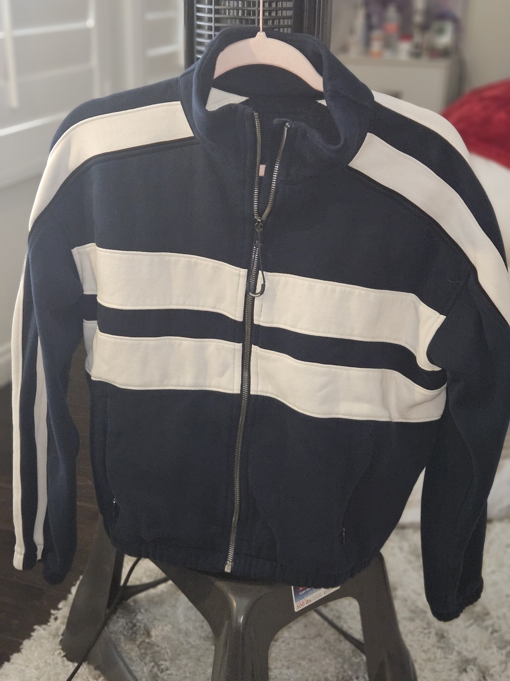 lululemon athletica Navy and White Striped Zip-Front Bomber